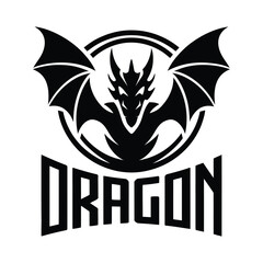 Dragon silhouette, dragon logo design, vector with white background