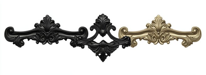 Ornate decorative elements in black and gold.