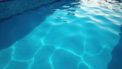 Obraz premium Deep blue pool, gentle surface undulations, sunlit, vacation, idyllic, cool