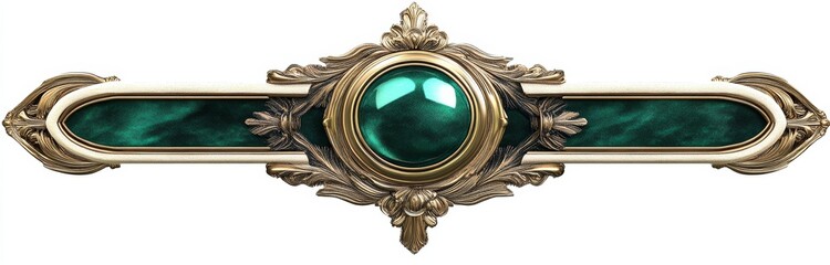 Ornate gold frame with green gemstone and marble inlay.