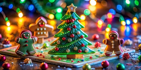 Festive Circuit Board Christmas Tree with Delicious Holiday Cookies and Treats
