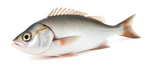 Close up shot of a fresh sea bream fish with a prominent tail head, delicacy, animal