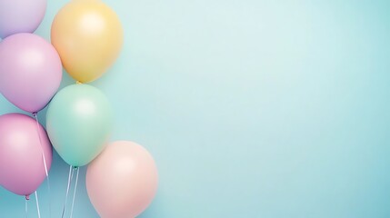 Pastel Balloons Float Against a Light Blue Background