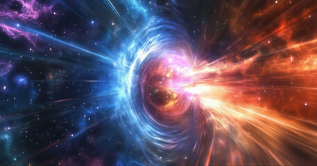 Obraz premium Cosmo burst of energy in space collider