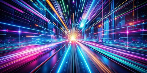 Abstract Technology Speed: Dynamic Light Trails and Data Streams Background