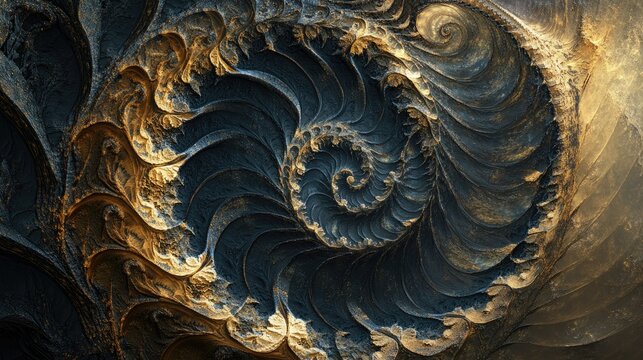 A dynamic abstract representation of time with a black clock face, spiraling infinitely into a fractal pattern that symbolizes eternity.