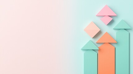 Pastel Geometric Shapes Ascending Growth Chart Abstract Background Illustration