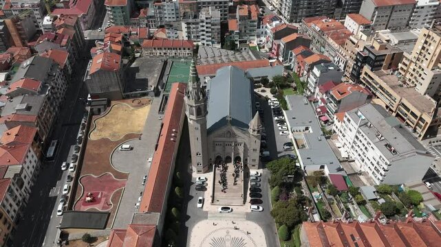Aerial - Igreja Paroquial de Nossa Senhora da Concei&ccedil;&atilde;o and urban surroundings, Porto, Portugal