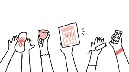PNG menstrual period item doodle, tax and woman rights concept