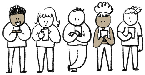 PNG social media doodle online users concept