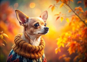 Adorable Chihuahua in Cozy Knit Sweater - Double Exposure Pet Photography