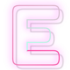 Pink neon glow letter E png font typography