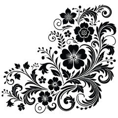 A Delicate Floral Corner Silhouette Design