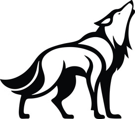 A Wolf logo icon  silhouette style minimalist white background
