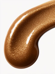 Shimmery bronze liquid makeup swatch.