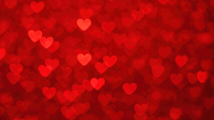 Red hearts bokeh blurred background. Saint Valentine's day pattern texture Overlay