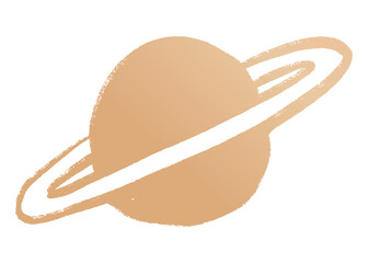 Golden png Saturn galactic doodle sticker