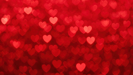 Red hearts bokeh blurred background. Saint Valentine's day pattern texture Overlay