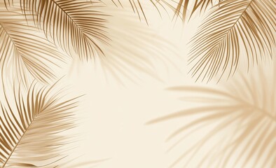 Obraz premium Beige background with palm leaf shadows.
