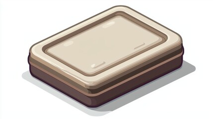 Rectangular Beige Soap Bar in Brown Box Isolated on White Background Clean and Simple Design