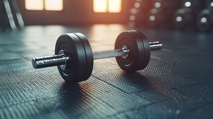 Fitness Gym Dumbbell with Chrome Handle and Black Weights,