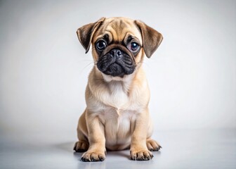 Obraz premium Adorable Pug Jack Russell Mix Puppy Dog Posing for Product Photography