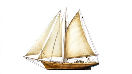 Obraz premium A classic sailing ship with two large sails, showcasing maritime design and craftsmanship.