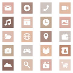 PNG mobile app icons beige theme simple flat style collection