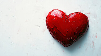 Realistic Hand-Painted Red Heart Illustration for Valentine's Day