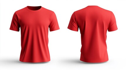 Red T-shirt Mockup Design Isolated on White Background. Generative AI