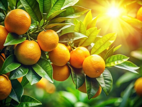 Fresh Limonia Acidissima Fruits with Lush Green Leaves on Natural Background &ndash; Stock Photo