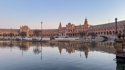Plaza Espana, Seville, with reflections in the water