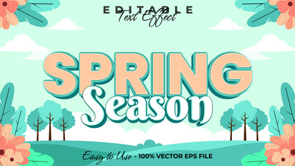 spring season  editable text style effect, floral 3D text style theme.