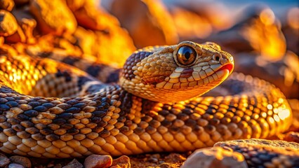 Fototapeta premium Aerial Drone Shot of Horned Snake in Desert Habitat, Wildlife Photography