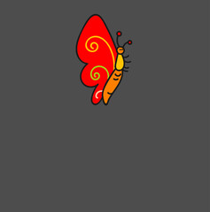 Illustration of a butterfly in red
