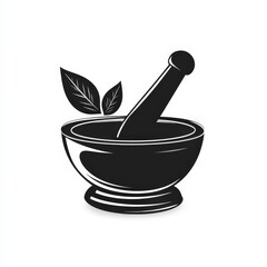 Design of mortar and pestle icon logo illustration isolated on white background