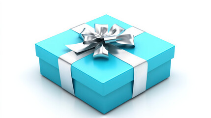 Vibrant Blue Gift Box with Shiny Silver Ribbon for Special Occasions