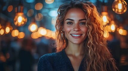 Fototapeta premium Confident Redhead Woman Networking at Corporate Event Building Partnerships and Future Opportunities