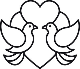 doves with heart line icon 