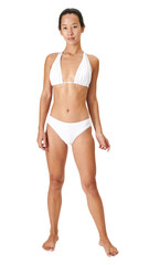 Fototapeta premium Asian woman in white bikinis png mockup