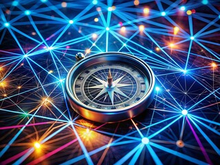 Futuristic Architecture: Compass Guiding Digital Data Streams