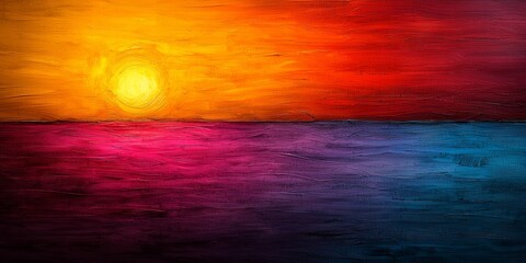 Dramatic Colorful Sunset Representation in Abstract Style
