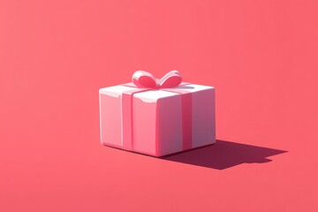 pink gift box on pink background , minimal style. ai generated