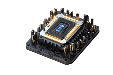 3d Vector AI Chip, AI in science and business, Technology and engineering concept.