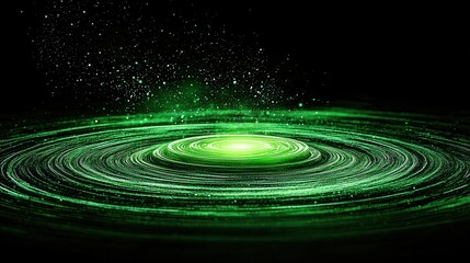 Fototapeta premium Vibrant Green Swirling Galaxy with Sparkling Stars in Dark Space Background