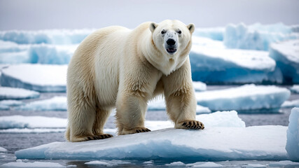 Adult Male Polar Bear on Multi-Year Ice in the Arctic Wilderness