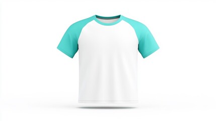 Naklejka premium 3D Mockup of Raglan T-Shirt with Teal Sleeves. Generative AI