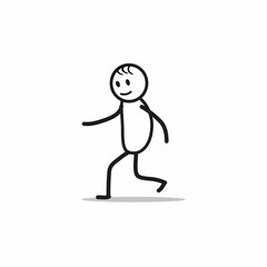 sketch, silhouette of a running man isolated on a white background, emotions