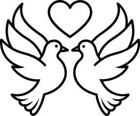 Obraz premium doves with heart line icon 