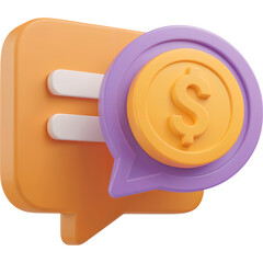 Fototapeta premium Double Chat Bubble Icon Coin Payment Symbol